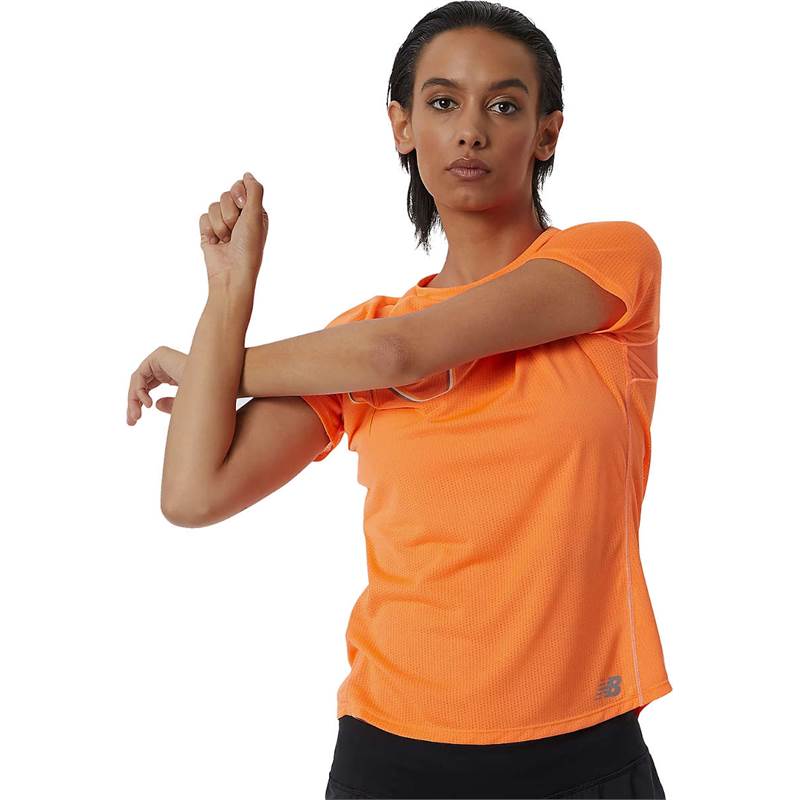 New Balance Womens Printed Impact Run SS Top-5